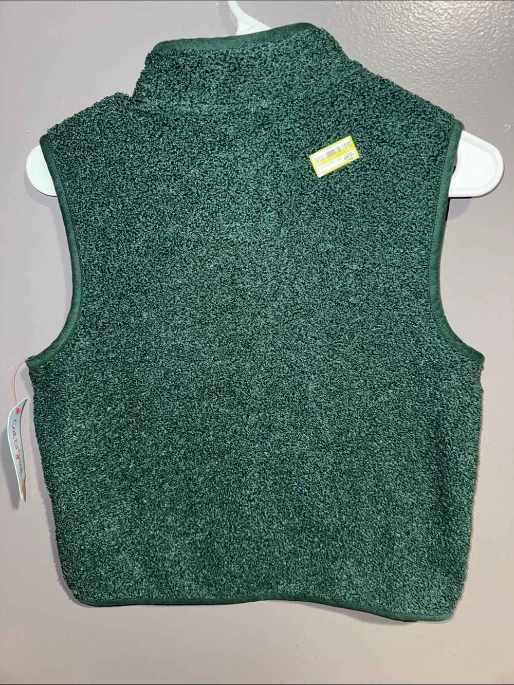 Cat & Jack Dark Green Sherpa Vest with Navy Chest Pocket